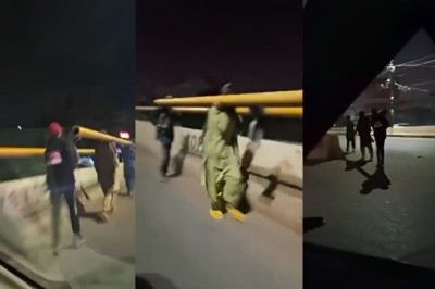 VIDEO: Thieves steal protective iron bar of bridge in Karachi
