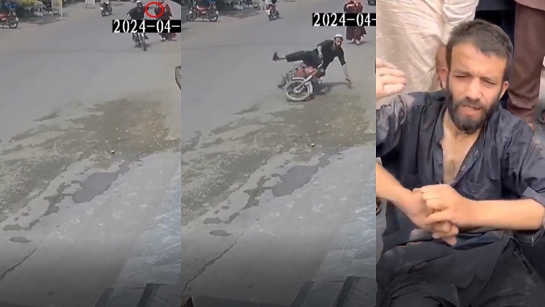 Robber caught by citizens after his bike slipped during escape in Lahore