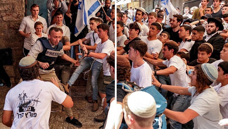 “Demonic behaviour:” Picture of Israeli mob attacking Palestinian journalist in Jerusalem sparks anger