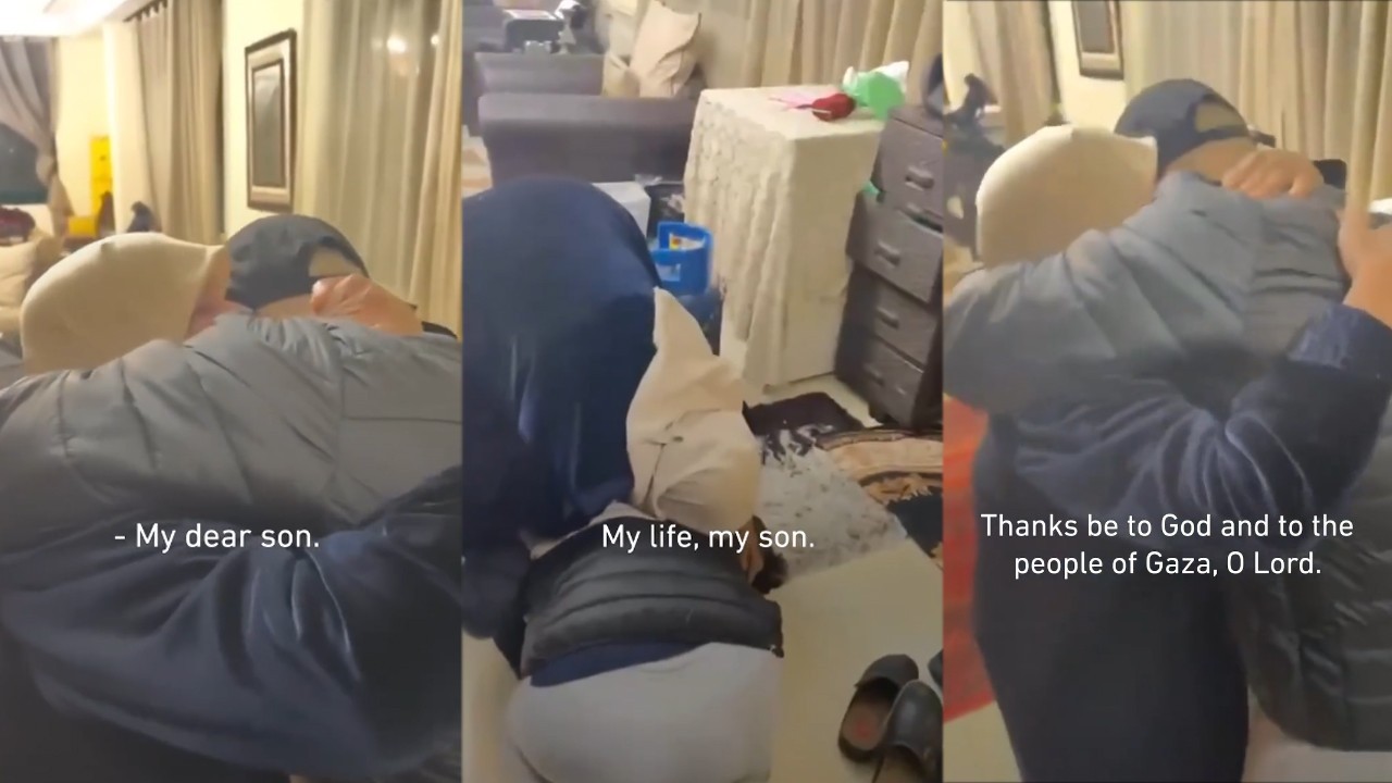 Freed Palestinian prisoner reunites with his mother