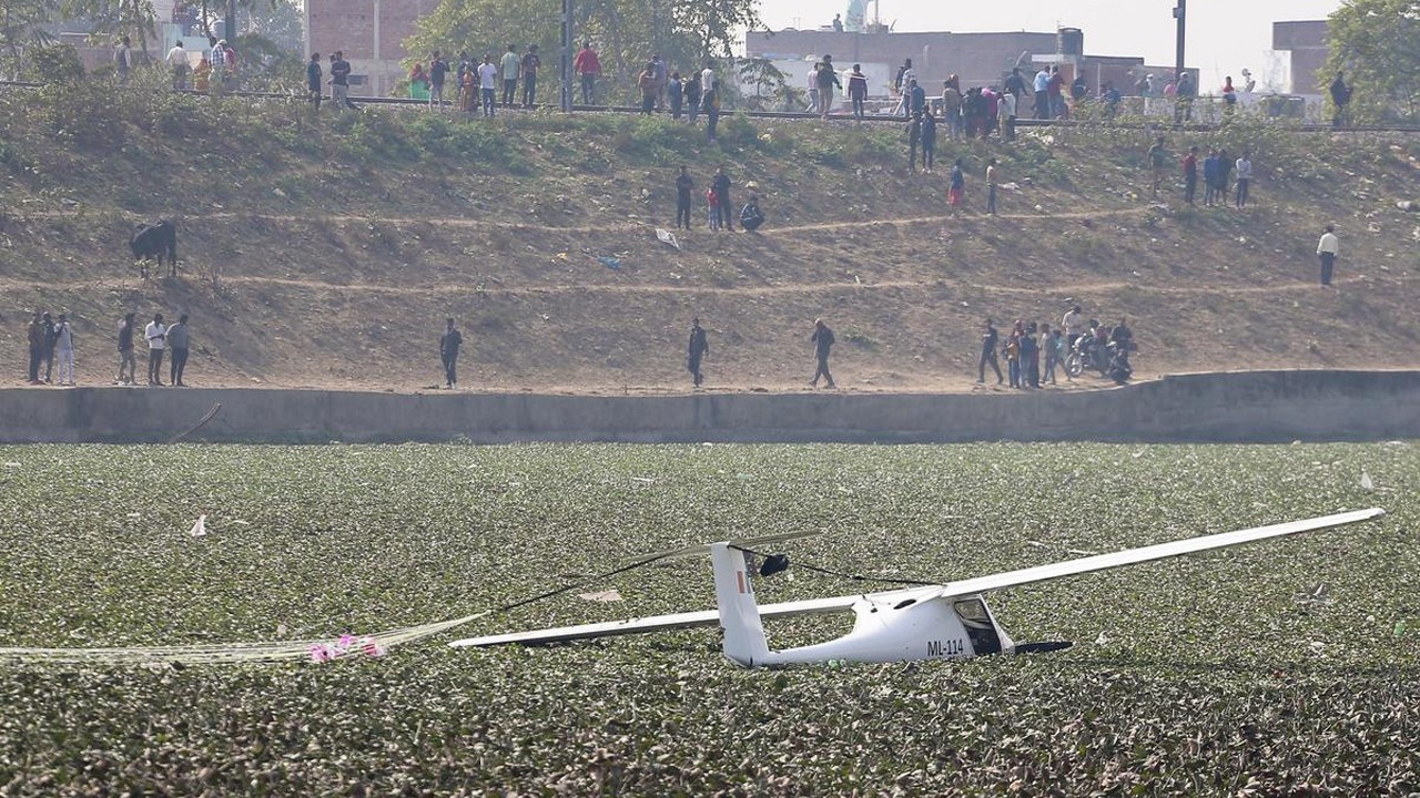 Indian Air Force training aircraft crashes into pond in Prayagraj; pilots safe