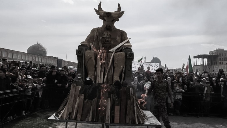 Baal statue set on fire by Iranian protestors, draws international attention