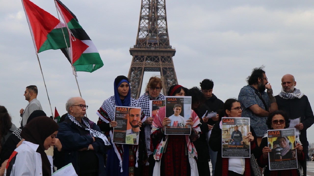 Six arrested after Palestinian flag displayed on Eiffel Tower in Paris