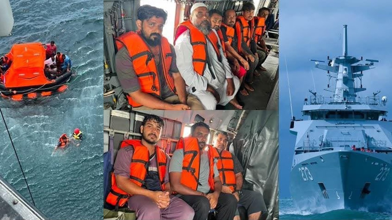 Pakistan Navy, PMSA rescue 20 crew members from sinking cargo dhow