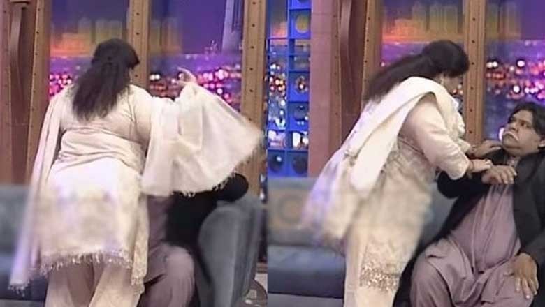 پاکستانی گلوکارہ نے شو کے دوران کامیڈین کو تھپڑ جڑ دیا، ویڈیو دیکھیں