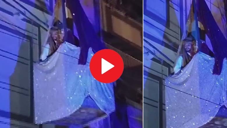 شادی میں دولہا دلہن کی انوکھے انداز میں کرین سے انٹری ، ویڈیو وائرل