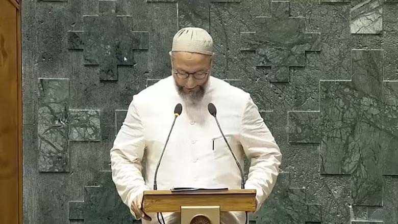 اسد الدین اویسی نے پارلیمنٹ میں حلف برداری کے دوران جے فلسطین کا نعرہ لگادیا