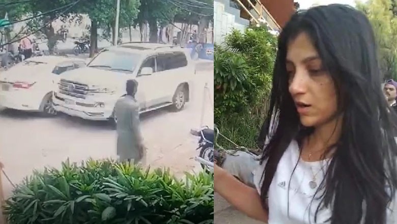 کارساز واقعے کی ایک اور فوٹیج، ملزمہ گاڑی اور موٹرسائیکل کو ٹکر مار کر بھاگی اور باپ بیٹی کو کچل دیا