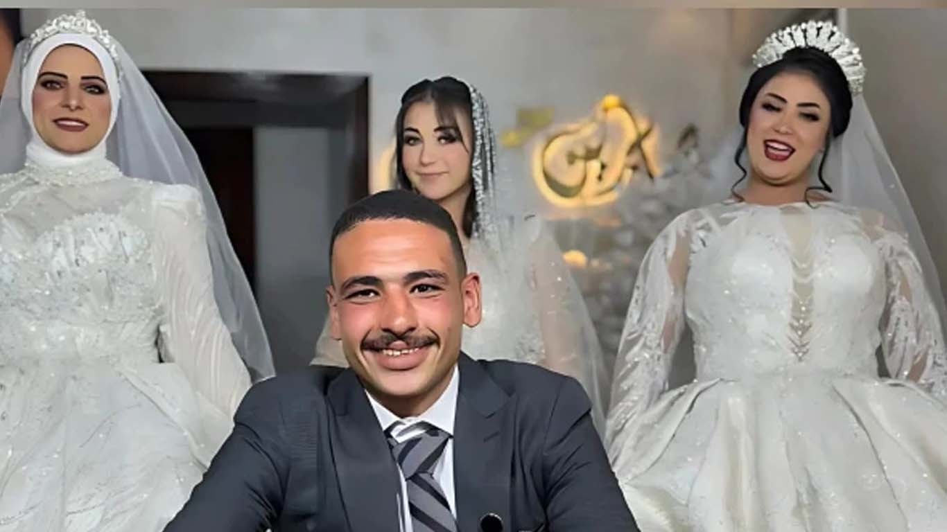 مصری نوجوان کی اپنی تین محبوباؤں کے ساتھ انوکھی شادی کے چرچے