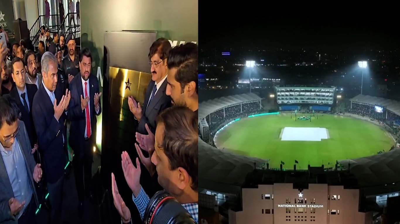 نیشنل اسٹیڈیم کراچی کی تعمیر و مرمت کے بعد افتتاحی تقریب میں شاندار آتش بازی