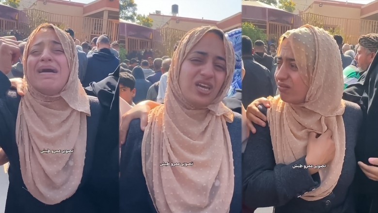 اسرائیلی حملوں میں بچے اور شوہر کھونے والی فلسطینی خاتون کی عرب ممالک کو بددعائیں