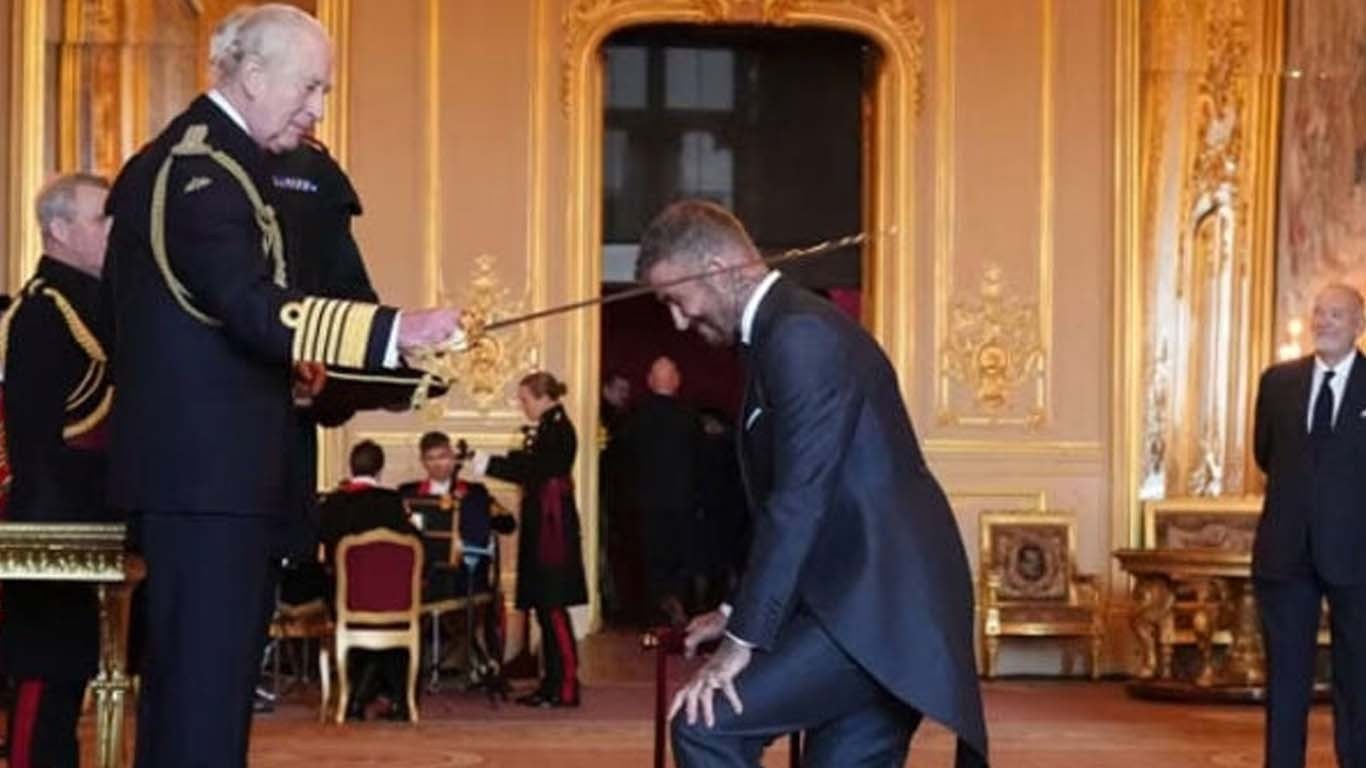 سپر اسٹار فٹبالرڈیوڈ بیکھم کو بادشاہ چارلس نے شاہی اعزاز سے نواز دیا