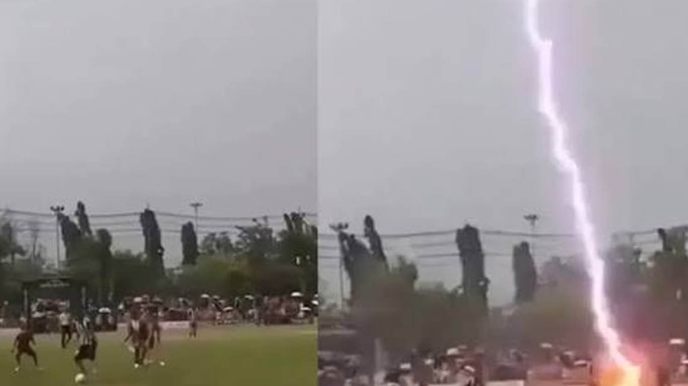 فٹبال میچ کے دوران کھلاڑی آسمانی بجلی گرنے سے جان سے گیا
